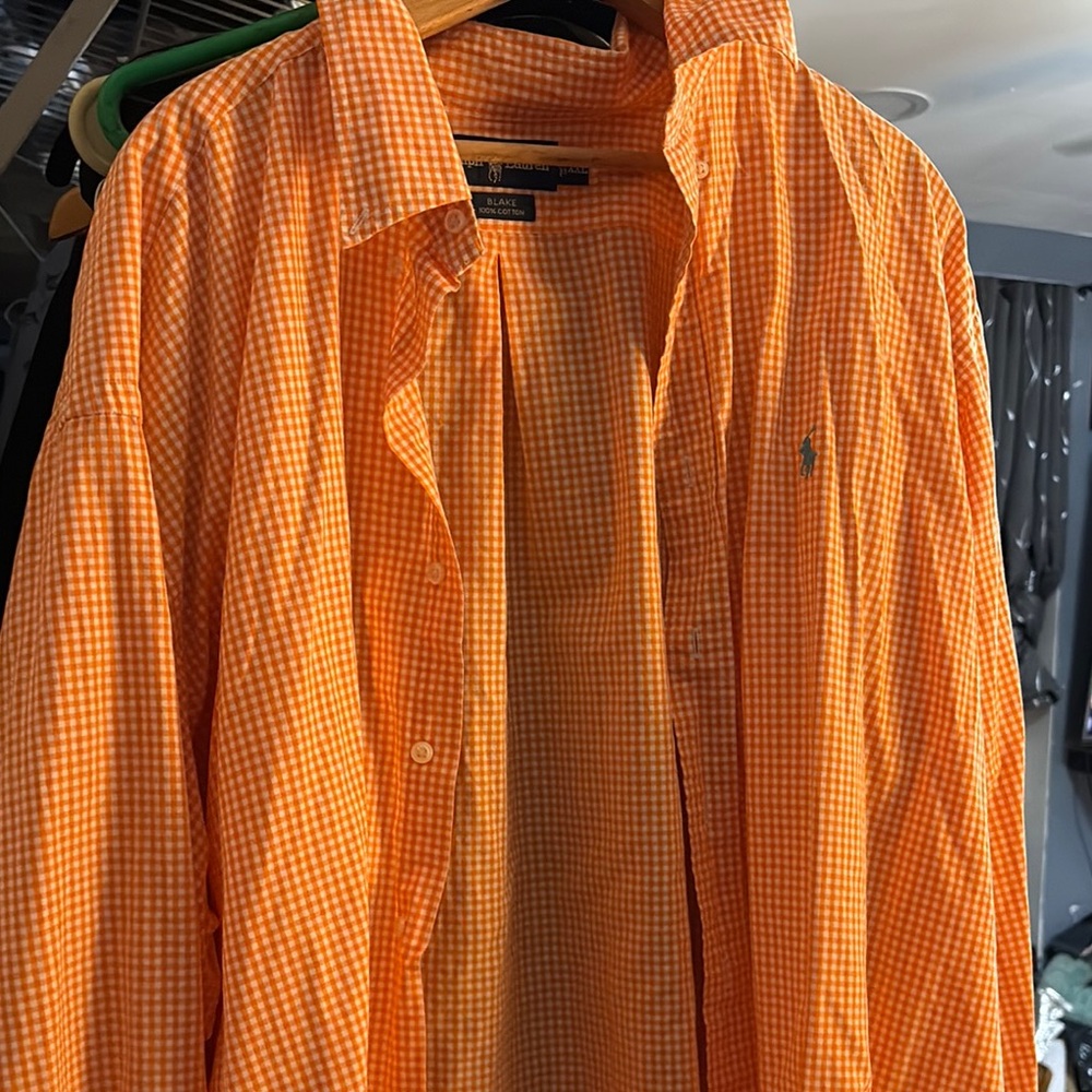 Polo Ralph Lauren Orange Gingham Casual Button Down Shirt